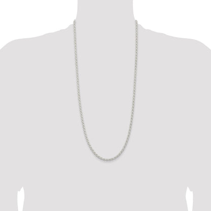 30 Inch Sterling Silver 4.5mm Solid Rope Chain Necklace