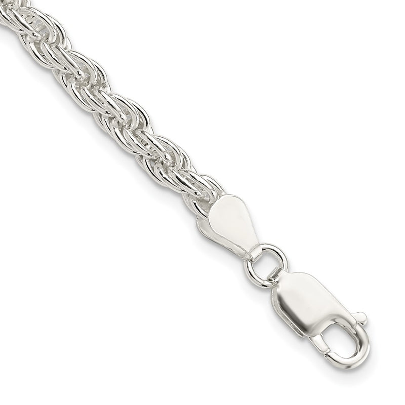8 Inch Sterling Silver 4.5mm Solid Rope Chain Bracelet