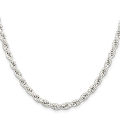 24 Inch Sterling Silver 5mm Solid Rope Chain Necklace