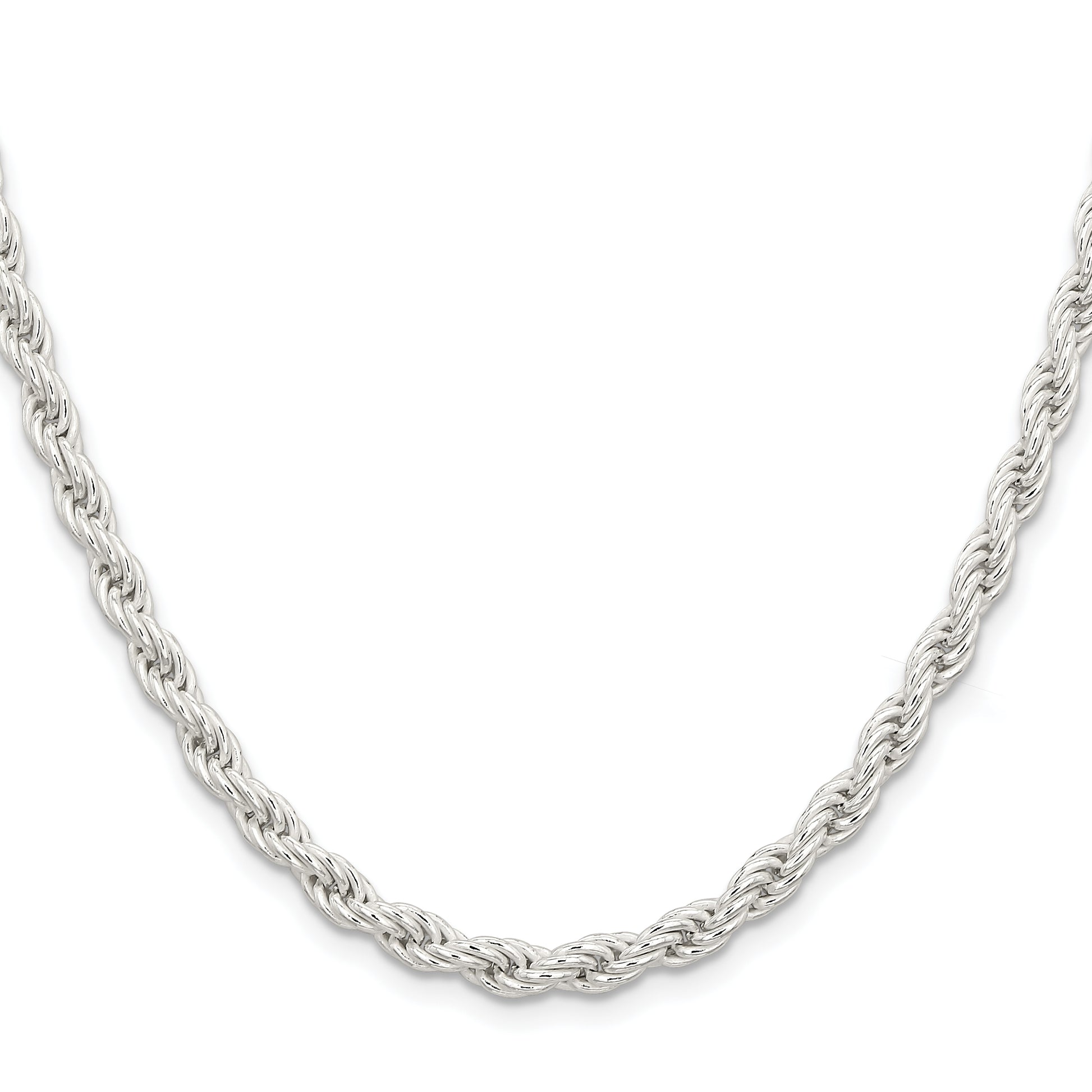 26 Inch Sterling Silver 5mm Solid Rope Chain Necklace