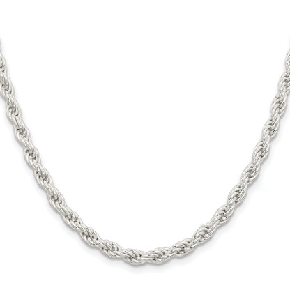 26 Inch Sterling Silver 5mm Solid Rope Chain Necklace