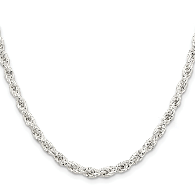 26 Inch Sterling Silver 5mm Solid Rope Chain Necklace