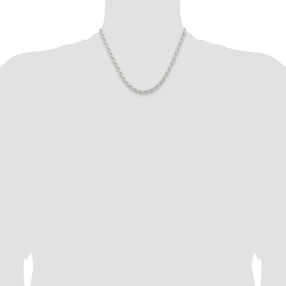 18 Inch Sterling Silver 5mm Solid Rope Chain Necklace