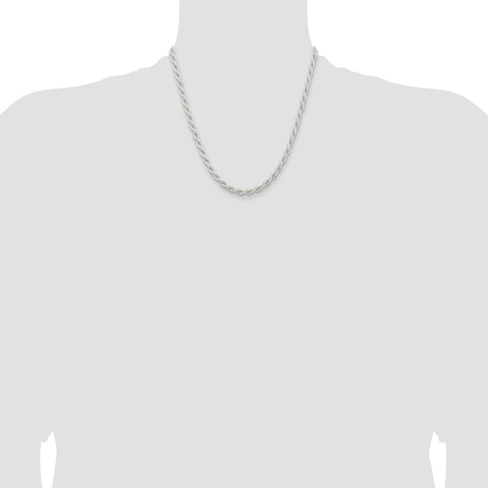 20 Inch Sterling Silver 5mm Solid Rope Chain Necklace