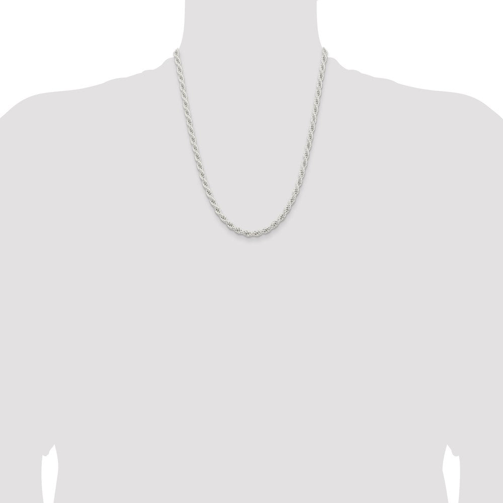 22 Inch Sterling Silver 5mm Solid Rope Chain Necklace