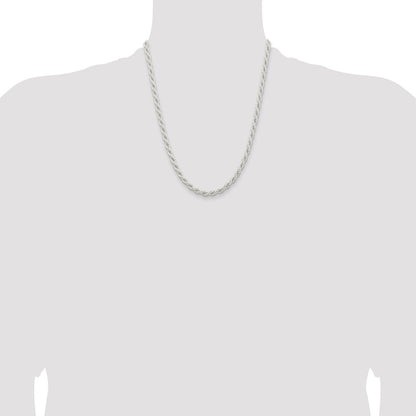 22 Inch Sterling Silver 5mm Solid Rope Chain Necklace