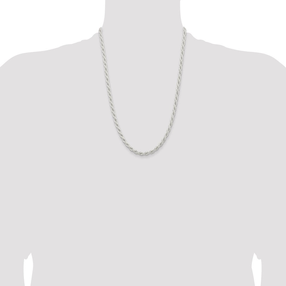 24 Inch Sterling Silver 5mm Solid Rope Chain Necklace