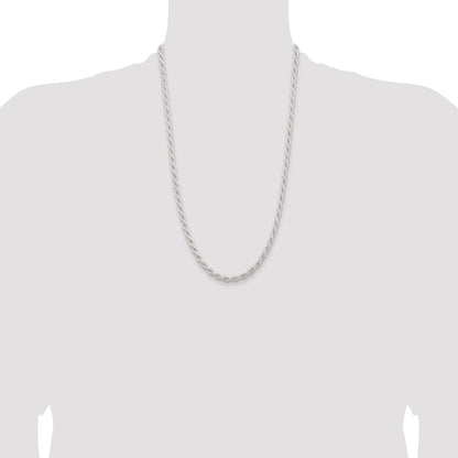 26 Inch Sterling Silver 5mm Solid Rope Chain Necklace
