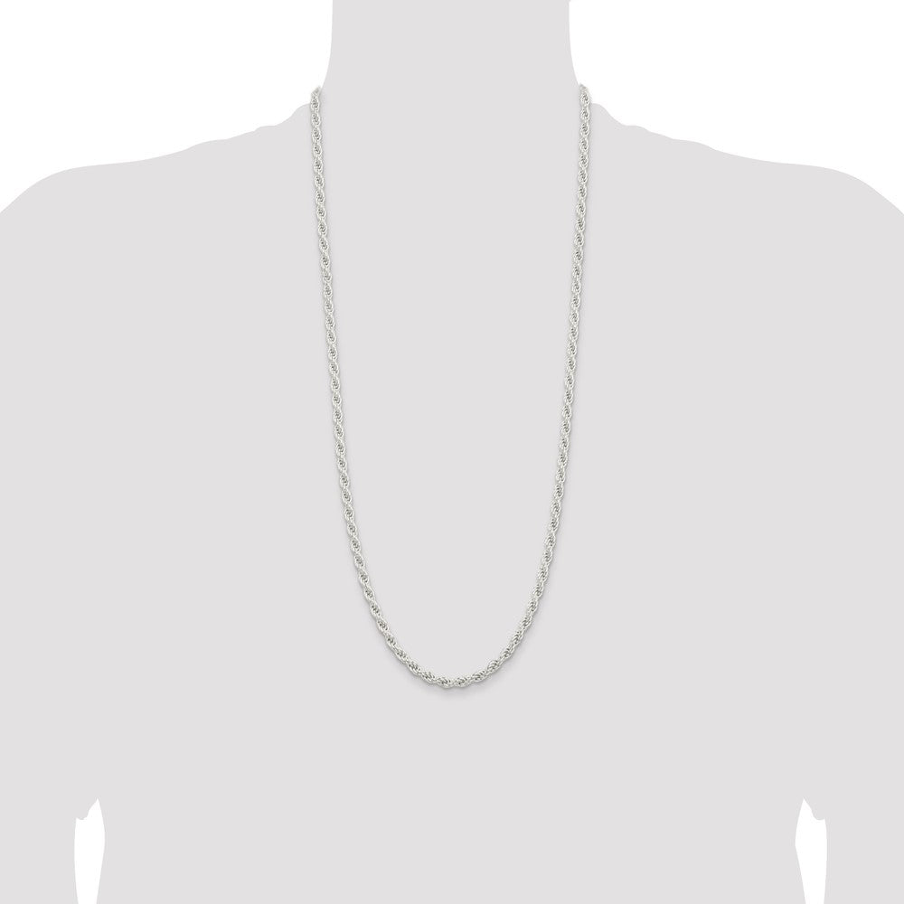 30 Inch Sterling Silver 5mm Solid Rope Chain Necklace