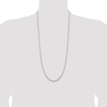 30 Inch Sterling Silver 5mm Solid Rope Chain Necklace