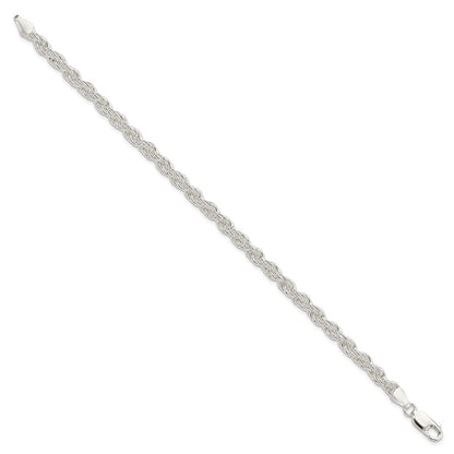 7 Inch Sterling Silver 5mm Solid Rope Chain Bracelet