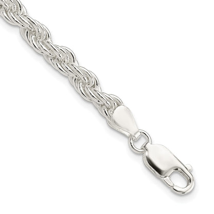 9 Inch Sterling Silver 5mm Solid Rope Chain Bracelet