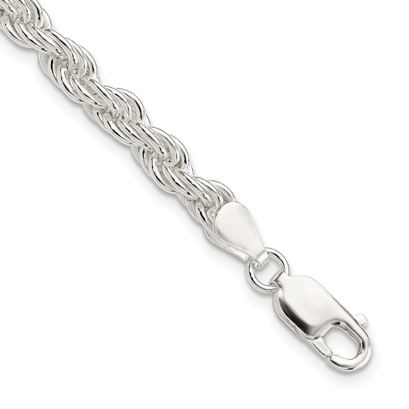 9 Inch Sterling Silver 5mm Solid Rope Chain Bracelet
