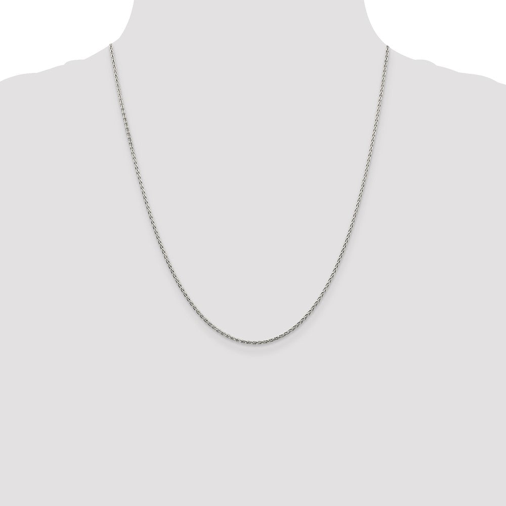 22 Inch Sterling Silver 1.5mm Diamond-Cut Spiga Chain Necklace
