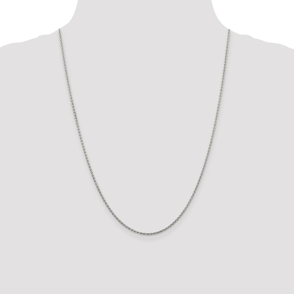 24 Inch Sterling Silver 1.5mm Diamond-Cut Spiga Chain Necklace