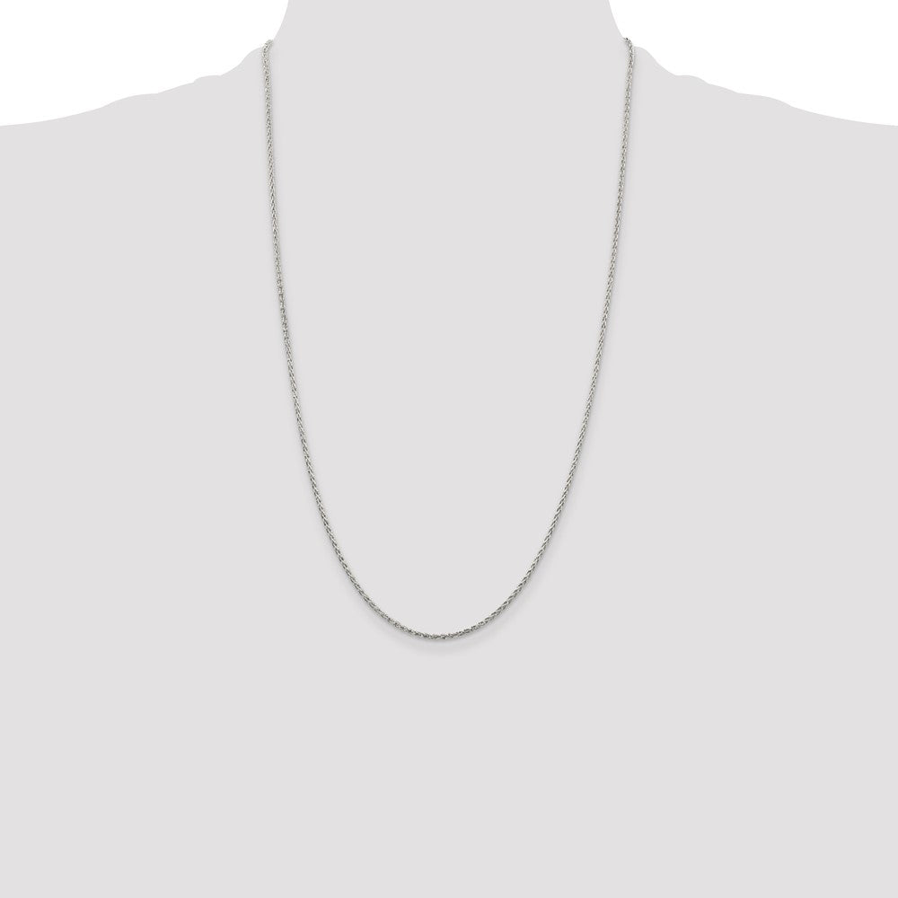26 Inch Sterling Silver 1.5mm Diamond-Cut Spiga Chain Necklace