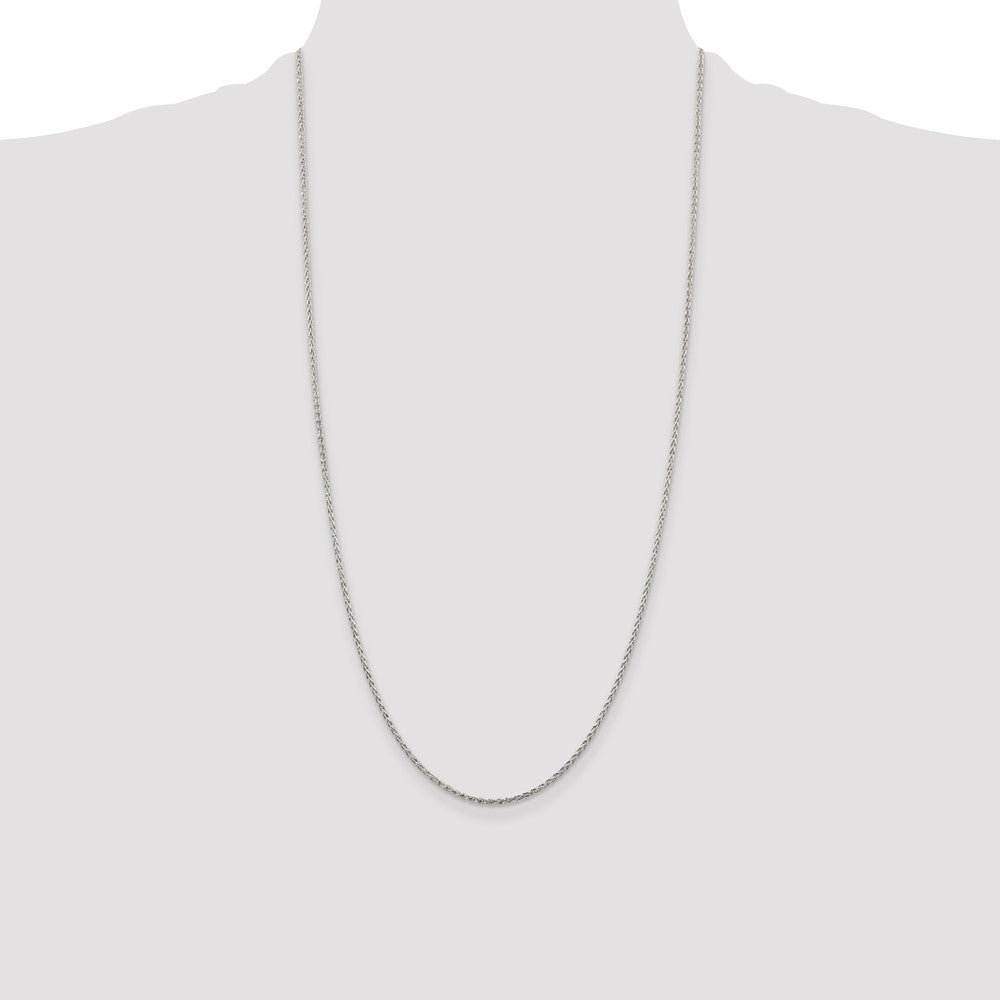 28 Inch Sterling Silver 1.5mm Diamond-Cut Spiga Chain Necklace