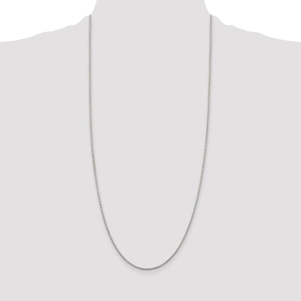 30 Inch Sterling Silver 1.5mm Diamond-Cut Spiga Chain Necklace