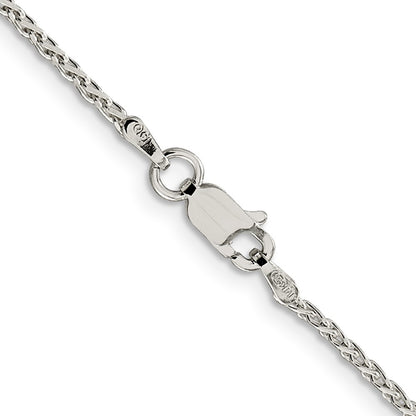 16 Inch Sterling Silver Rhodium-Plated 1.5mm Diamond-Cut Spiga Chain Necklace