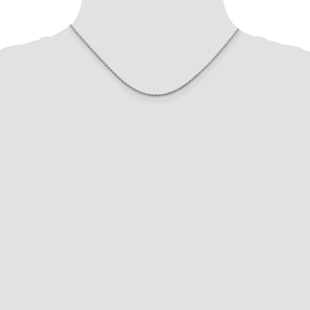 16 Inch Sterling Silver Rhodium-Plated 1.5mm Diamond-Cut Spiga Chain Necklace