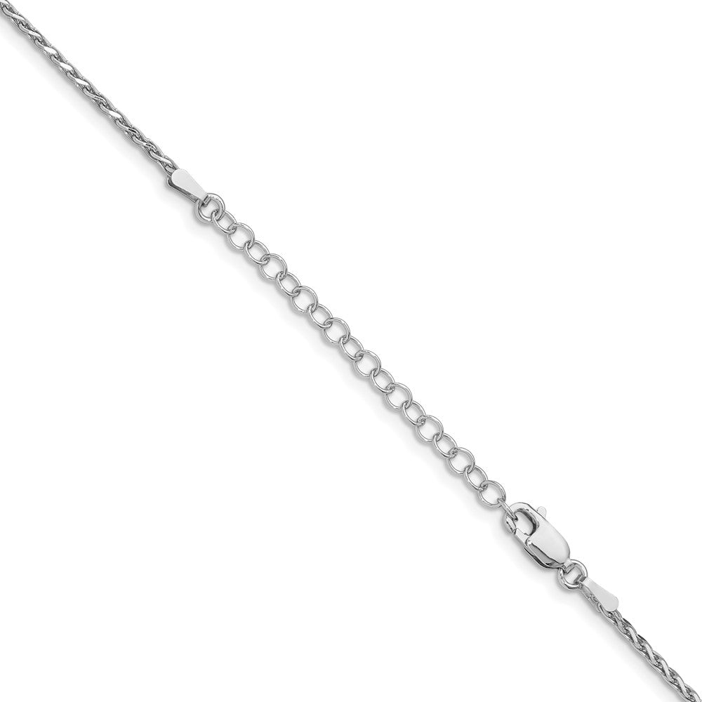 18 Inch Sterling Silver Rhodium-Plated 1.5mm Diamond-Cut Spiga Chain W/2In Ext.