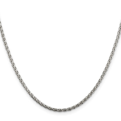 16 Inch Sterling Silver 2mm Diamond-Cut Spiga Chain Necklace