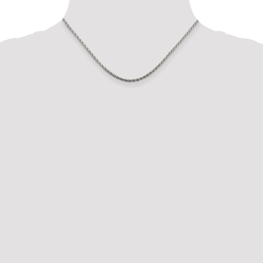 16 Inch Sterling Silver 2mm Diamond-Cut Spiga Chain Necklace