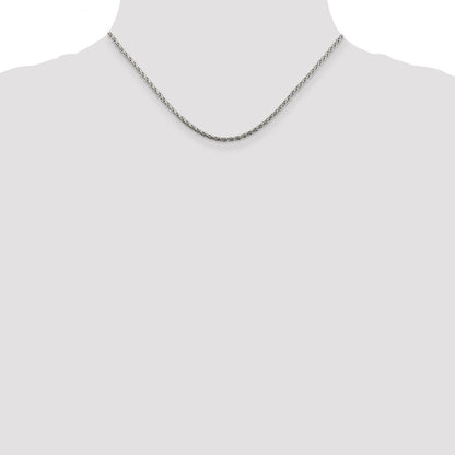 16 Inch Sterling Silver 2mm Diamond-Cut Spiga Chain Necklace
