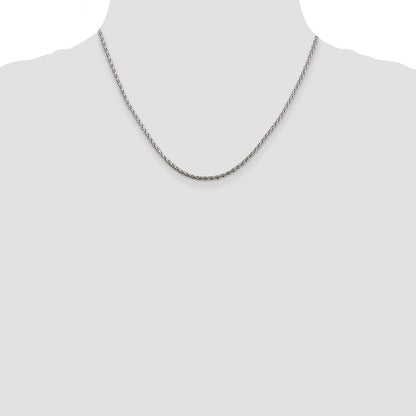 18 Inch Sterling Silver 2mm Diamond-Cut Spiga Chain W/2In Ext.