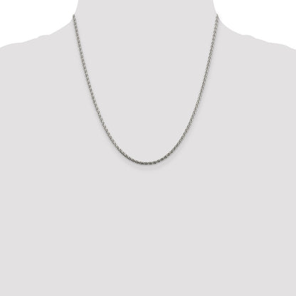 20 Inch Sterling Silver 2mm Diamond-Cut Spiga Chain Necklace