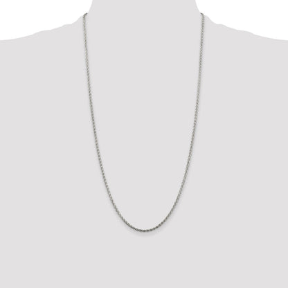 28 Inch Sterling Silver 2mm Diamond-Cut Spiga Chain Necklace
