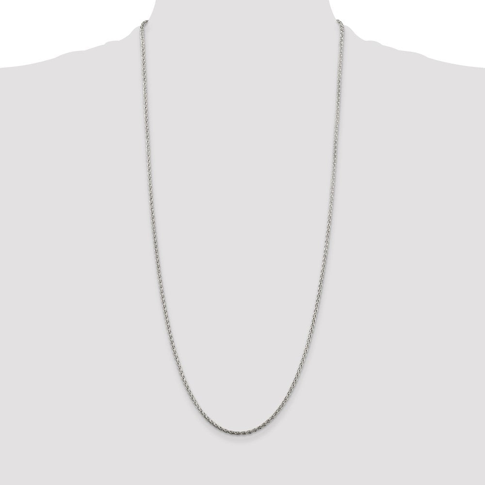 30 Inch Sterling Silver 2mm Diamond-Cut Spiga Chain Necklace