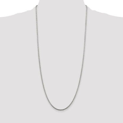 30 Inch Sterling Silver 2mm Diamond-Cut Spiga Chain Necklace