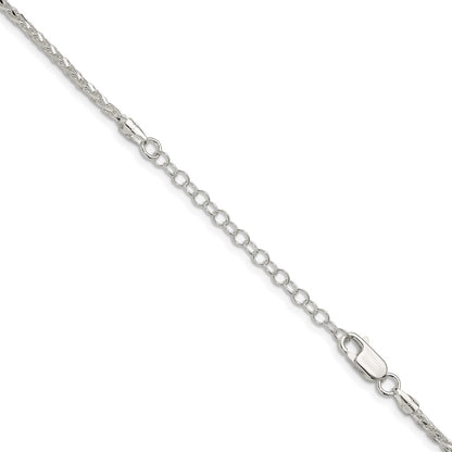 18 Inch Sterling Silver 2mm Diamond-Cut Spiga Chain W/2In Ext.
