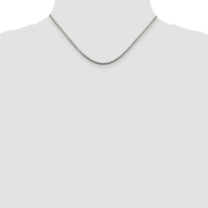 Sterling Silver Rhodium-Plated 2mm Diamond-Cut Spiga Chain