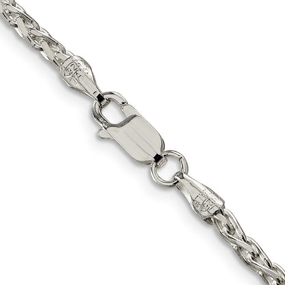 16 Inch Sterling Silver 2.75mm Diamond-Cut Spiga Chain Necklace