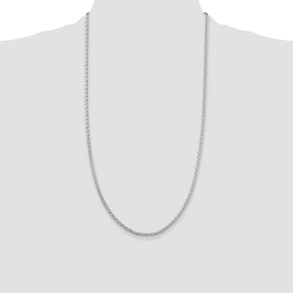 22 Inch Sterling Silver 2.75mm Diamond-Cut Spiga Chain Necklace
