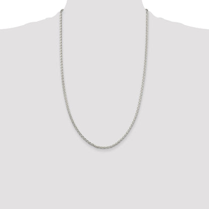 26 Inch Sterling Silver 2.75mm Diamond-Cut Spiga Chain Necklace