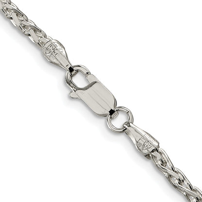 Sterling Silver Rhodium-Plated 2.75mm Diamond-Cut Spiga Chain