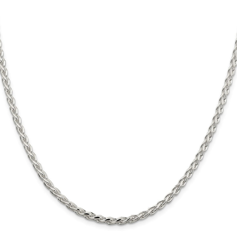 18 Inch Sterling Silver 3.5mm Diamond-Cut Spiga Chain Necklace
