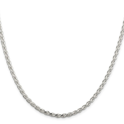 20 Inch Sterling Silver 3.5mm Diamond-Cut Spiga Chain Necklace