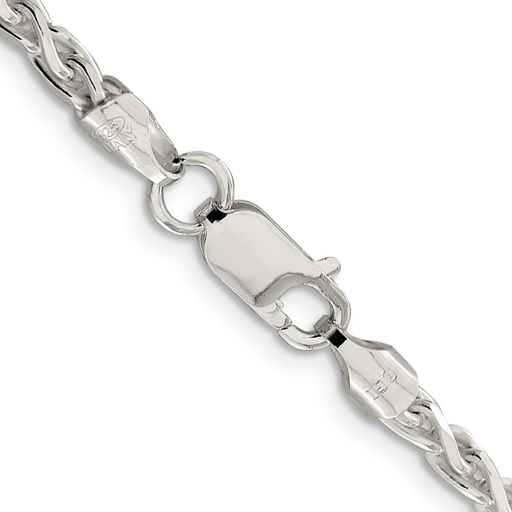 22 Inch Sterling Silver 3.5mm Diamond-Cut Spiga Chain Necklace