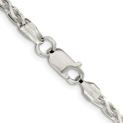 20 Inch Sterling Silver 3.5mm Diamond-Cut Spiga Chain Necklace