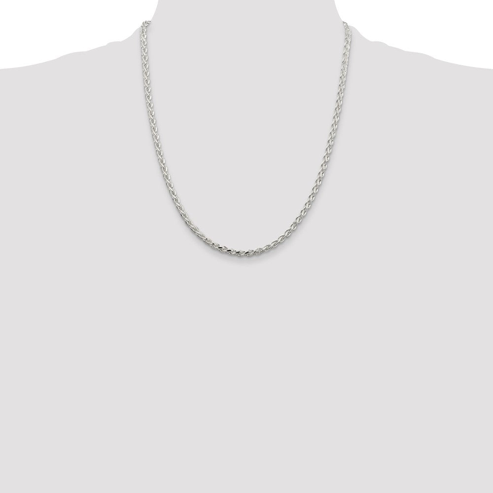 22 Inch Sterling Silver 3.5mm Diamond-Cut Spiga Chain Necklace