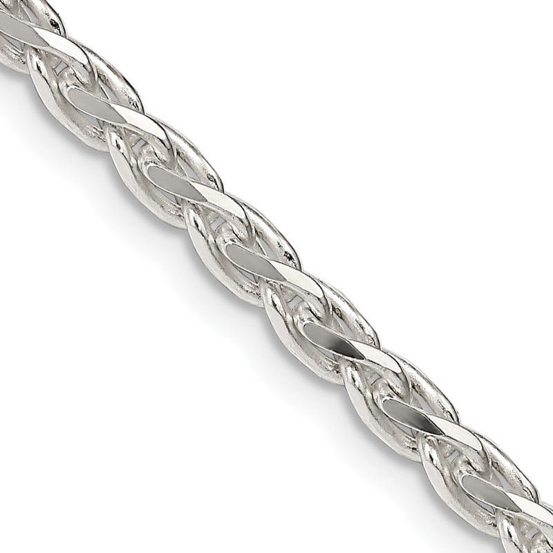 18 Inch Sterling Silver 3.5mm Diamond-Cut Spiga Chain Necklace