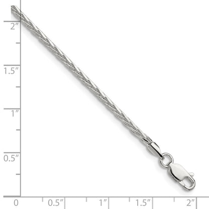 24 Inch Sterling Silver 2.5mm Diamond-Cut Square Spiga Chain Necklace