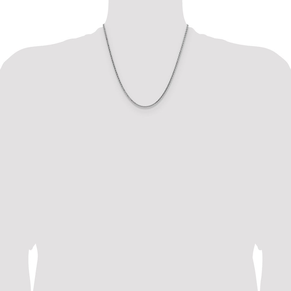 2 Inch Sterling Silver 2.5mm Diamond-Cut Square Spiga Chain Necklace