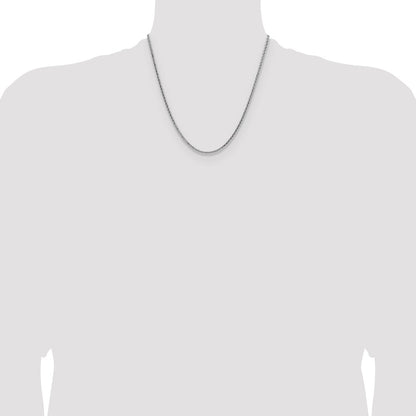 2 Inch Sterling Silver 2.5mm Diamond-Cut Square Spiga Chain Necklace