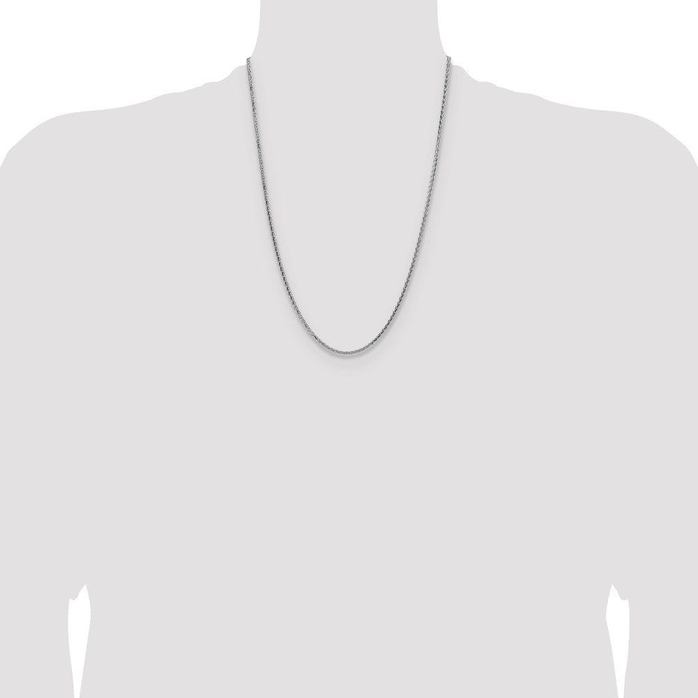 24 Inch Sterling Silver 2.5mm Diamond-Cut Square Spiga Chain Necklace