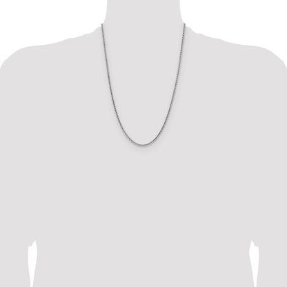 24 Inch Sterling Silver 2.5mm Diamond-Cut Square Spiga Chain Necklace